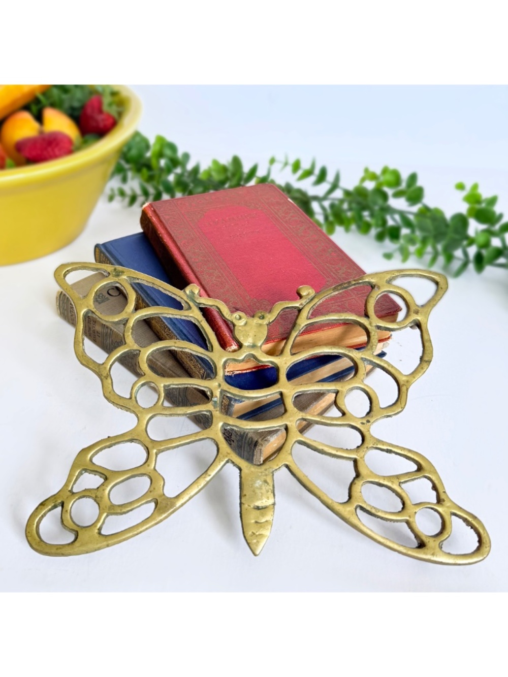 Vintage Mid-Century Modern Boho Brass Butterfly Trivet Retro Chic Wall Decor